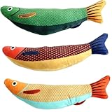 GRIRIW 3 Stück Katzenspielzeug Katzenminze Fischform Langlebig Beißfest Interaktiv für Kätzchen Indoor Kleine Katzen zur Zahnreinigung und Spielspaß