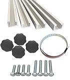 4 Stück à 1m Aluminium C-Profil + Maßband + Sterngriffmuttern M8 + Schrauben/Alu C Profil