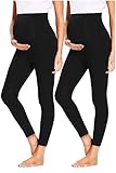 Hocaies Umstandsleggins Blickdicht Schwarz Lange Umstandsleggings Schwangerschaft Leggings Freizeithose für Schwangere Stretch Jogginghose Umstandskleidung Leggings