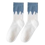 Damen Herbst und Winter gestreift blau kariert Sportsocken ohne Blasen, blau, Einheitsgröße