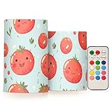 aidingzhi Cartoon-Kerzen, niedliche rote Tomaten, blauer Hintergrund, flammenlose Kerzen, batteriebetrieben, elektronische Lichter, geruchlose Fernbedienung für Valentinstag, batteriebetrieben, 2