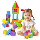 Pairez Toys Große Bausteine für Kleinkinder 2-3, große Schaumstoff-Bausteine, Baby Badespielzeug, weiche Stapelblöcke für Jungen & Mädchen ab 18 Monaten (36 Stück)