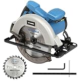 Kreissäge 1400W, G LAXIA Kreissäge für Holz, 6000RPM, maximale Schnitttiefe 62mm(90°) und 48mm(45°), Motor aus reinem Kupfer, Sägeblatt 185mm
