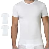 SES Ströbele 2er Pack Herren Business Kurzarm Unterhemd mit Rundhals, L, Weiß