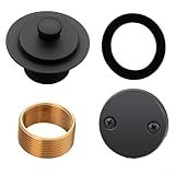 Badewannen-Ablauf-Set, Zehen-Ausbesserungsablauf mit Überlauf, Chrom/schwarze Zinklegierung, Ablaufgarnitur für 3,5 cm bis 3,8 cm Badewannen (schwarz)