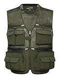 Arssm Herren Arbeitsweste Angeln Foto Weste Utility Shooting Safari Reise Weste mit Taschen, Army Grün, Medium