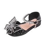 Prinzessin Schuhe Mädchen Prinzessinnen Strass Glitzerschuhe für Mädchen Klackerschuhe Sandalen Kinder Leder mit Perlen und Schleife Geschenk Ballerina Weicher Boden Lauflernschuhe Tanzschuhe