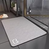 Aeovot Kieselgur Duschvorleger Schnelltrocknend, rutschfeste Badematte, Badezimmermatte Waschbar, Duschteppich Eckig, Teppich für Küche und Toilette, Leicht zu Reinigen(Gray,60x90cm)