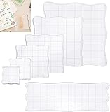 GIRAFEDA 7 Stück Acrylblock Stempel Set Stempelblock mit Griff Acryl Stempelblock Transparent Acryl Stempel Block mit Raster für Scrapbooking DIY Handwerk Ornamente Fotoalbum Journal