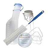 Urinflaschen Urinflasche Komplett-Set: 1x Urinflasche 1Ltr. + 1x Betthalter Urinflaschen Halter Urinflaschenhalter + 1x Reinigungsbürste 1 Stück (=1Set) Tiga-Med