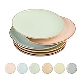 Teller Set Speiseteller Essteller Keramik - Tellerset Groß in Bonbon Tönen - Servierteller Set 6 Personen - Flachteller Set Bunt - Ideal para Salat | Pasta | Steak | Hauptspeise | Abendbrot - 25,3 cm