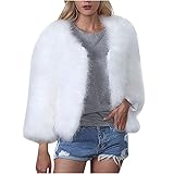 Generisch Kurz Kunstpelze Jacke Damen Elegant Einfarbig Pelzmantel Kunstfell Mante Kuschelig Fellmantel Dicke Warme Winterjacke Winter Pelzjacke Felljacke Übergangsjacke Langarm Wintermantel