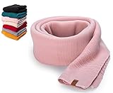 HEYO Damen Schal Winter Strickschal | H19603 | Weich Warm Gestrickt mit Leder Patch | Made IN EU (Rosa)