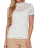 VILA CLOTHES Damen VISTASIA S/S LACE TOP - NOOS Top,, per pack Weiß (Cloud Dancer Cloud Dancer), 38 (Herstellergröße: M)