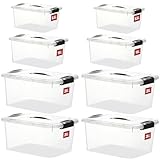 Greentainer 8er Set Spielzeug Organizer Aufbewahrungsbox mit Deckel & Griff,Stapelbar Kunststoffbox mit Clips aus Plastik für Kleidung,Küche,Bücher,Büro,BPA Frei|Verschiedene Größen|Transparent