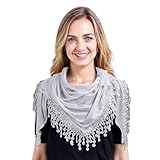 GFM® Dreieckstuch aus Jersey, mit Spitze und Quasten (TRI-PLN), (Tri-pln-sfd-weiß)