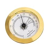 Ecoticfate Analoger Humidor für Zigarren – Gold Runde Glas Zigarren Feuchtigkeitsmesser | Präzisions-Runde verstellbare Spitze Hygrometer Anzug für Zigarren Humidoren Gitarre Violine Zigarren Box