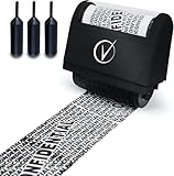 Datenschutz Rollstempel - Identitätsdiebstahlschutz-Rollenstempel - Rollstempel Datenschutz - Camouflage für Vertrauliche ID - 3 Nachfüllungen + Gratis E-Book - Blackout Sicherheit - Klassisch Schwarz