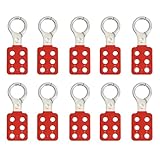 BULANGDI Vorhängeschloss aus Aluminium, manipulationssicher, mit verlängerter Backe, rot, 2,5 cm Backendurchmesser, Edelstahl-Verriegelung, Nylon-Griff, manipulationssicher und schlagfest, 10 Stück