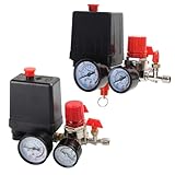 Kompakt - Luftkompressor Manometer Doppelsicherung zur Druckkontrolle mit 120 Druckregler 2
