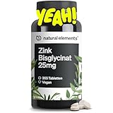 natural elements Zink 25mg – 365 Tabletten – gut verträgliches Zinkbisglycinat (Zink-Chelat) – vegan, hochdosiert, ohne unnötige Zusätze – in Deutschland produziert & laborgeprüft