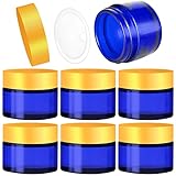 INHEMING Glas Cremedose Leer,6 x Blau Glas Creme Tiegel Leerdose 30ml,Cremetiegel Salbentiegel,Kleine Cremedosen zum Befüllen,Kosmetikbehälter mit Deckel