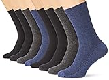 VCA 8 Paar Herren Diabetiker Socken, Ohne Gummibund, Baumwolle, Spitze handgekettelt,mehrfarbig, Gr. 43-46