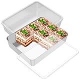 2 Stuck Kuchen Transportbox Edelstahl Backblech mit Deckel Kantenschutz Robust Rostfrei Quadratische Backform Langlebig Tragbar Ofenform für Toast, Salat, Backen