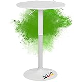 DELUKE® 2in1 Stehtisch Höhenverstellbar Ø 60cm Cheri - 106cm Hoch, Metall Gestell | Bistrotisch Gastro Bartisch Rund Wetterfest Outdoor Indoor Camping Bistrotisch Balkonmöbel, Weiß-Weiß