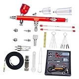 Airbrush-Kits, Airbrushing mit 4 Düsen, 0,2/0,3/0,5 mm, Doppelwirkung, Gravitationszufuhr-Luftbürste für Kunst