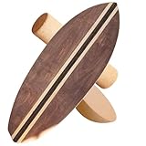Holz Balance Board mit Rolle & Halbkugel - Balancierbrett für Gleichgewichtstraining - Kinder und Erwachsene - Inkl. Trainingsball & Anleitung-