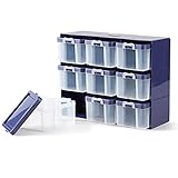 Prym 612399 Sortierkasten mit 9 Boxen, Organizer für kleinteiliges Nähzubehör, Kunststoff, pflaumeblau/transparent, 27 x 12 x 21cm