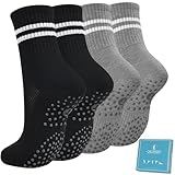 Caldodo Stoppersocken Damen 4Paar Yoga Socken 39-42, Geschenke für Frauen Antirutschsocken Erwachsene Rutschsocken mit Noppen Pilates Socken