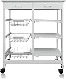 Riyashop Servierwagen Beistellwagen 37x67x76 cm, Multifunktionaler Küchentrolley mit 6 Ebenen, Mobiler Rollwagen aus Holz, Weiß – Ideal für Küche, Büro, Bad, Aufbewahrungswagen, Transportwagen