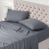 Utopia Bedding 4 Teilige Bettlaken Set 180x200 cm, Grau - Polyester Microfaser, 1 Spannbettlaken 180x200 cm, 1 Bettlaken 270x290 cm und 2 Kissenbezüge 50x75 cm