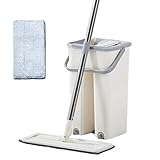 Bodenreiniger - Multifunktionaler Haushaltswischmopp | Flacher Bodenwischer und Eimer | Flacher Bodenwischer | Multifunktionaler Flachwischer und Eimer mit Auswringer-Set, flacher Squeeze Mop für