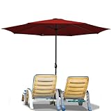 Ollewiellan Sonnenschirm Ø 270 cm mit Kurbel, Ampelschirm beidseitig um 30° knickbar, UV Schutz 50+ Strandschirm, Sonnenschutz, Gartenschirm für Terrasse, Balkon, ohne Ständer, Rot
