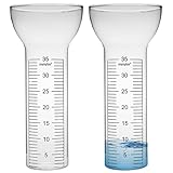 Regenmesser Frostsicher 2pcs Regenmesser Ersatzglas Freeze Proof Glas Regenmessrohr mit klaren Markierungen 35 mm trichterförmige Regenmessgeräte für Gartenwasseranzeige im Freien im Freien für Regen