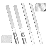 DOPENSPI 4 Stück Verlängerte Nagelfeile aus Edelstahl, 2 Stile Doppelseitiger Professioneller Nagelfeilen für Frauen und Männer, Effiziente Nagelpflege Tools für Zuhause und unterwegs