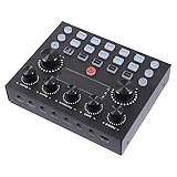FUNOMOCYA Externe Soundkarte mit Bunter Beleuchtung Dj Equipment Live Soundkarte Voice Changer Musikmixer Dual Mikrofonanschluss für Mobiles und Pc Livestreaming