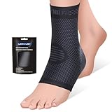 Lexniush Sprunggelenkbandage für Achillessehne Plantarfasziitis, Knöchelbandage für Rechts/Links, Bandage Fußgelenk Kompressionssocken für Damen/Männer, Orthopädische Fußbandage für Sport, Schwarz, M