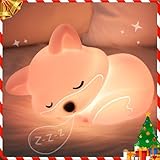 Okayera Fox Lampe, Squishy Fox Silikonlampe für Kinder, Auto-Off Wiederaufladbares Dimmbares Nachtlicht, Kreative Geschenke für Stillen Kinderzimmer Baby Mädchen Frauen Kleinkind
