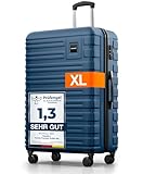 Travely Polycarbonat Koffer Groß 77cm XL - 100L Innenvolumen - 158cm Gurtmaß, sehr robuster Hartschalenkoffer mit sanften Rollen & TSA Schloss, Reisekoffer, Handgepäck Koffer, Reisekoffer mit Rollen
