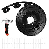MaxAwe Flexible Rasenkante Kunststoff mit 50 Erdanker, Garten Beeteinfassung Länge 10m Höhe 5cm mit 1x Hammer, Raseneinfassung Rasenmähkante, Zaun Garten, Rasenkantenprofile Leicht zu verarbeiten