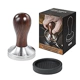 USEAMIE Espresso Tamper Set 51mm Kaffee Tamper Espresso Presse mit Tampermatte 304 Edelstahl Flachboden Holzgriff für Kaffeesatz Barista Espressomaschinen Zubehör