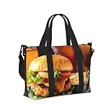 JBYJBX Chicken Leg Burger Drink Print Travel Hand Bag Women Lightweight Tote Foldable Daily Weekend Trips Gym Vacation