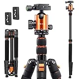 VICTIV 205cm Professionell Stativ für Kamera, Aluminiumlegierung Reisestativ Stativ für DSLR, 360 Grad Kugelkopf mit 38 mm Ladegewicht beträgt 10 kg, Abnehmbar Einbeinstativ mit Tragetasche - Orange