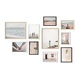 HAUS AND HUES Bilder- und Fotorahmen aus Eichenholz, 10 Stück, mit 2 Bilder- und Fotorahmen, 20,3 x 25,4 cm, 12,7 x 17,8 cm, 10 Stück, inklusive amerikanischer Eiche, bruchsicheres Plexi, ideal für