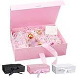 Geschenkbox, 21x17x7cm Geschenkbox mit Deckel, Geschenk Box, Gift Box, Geschenkkarton, Geschenkboxen mit Magnetisch Deckel und Schleife für Geburtstage, Hochzeiten, Weihnachten, Halloween