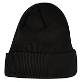 Build Your Brand Unisex-Adult BY001-Heavy Knit Beanie Hat, Black, one Size